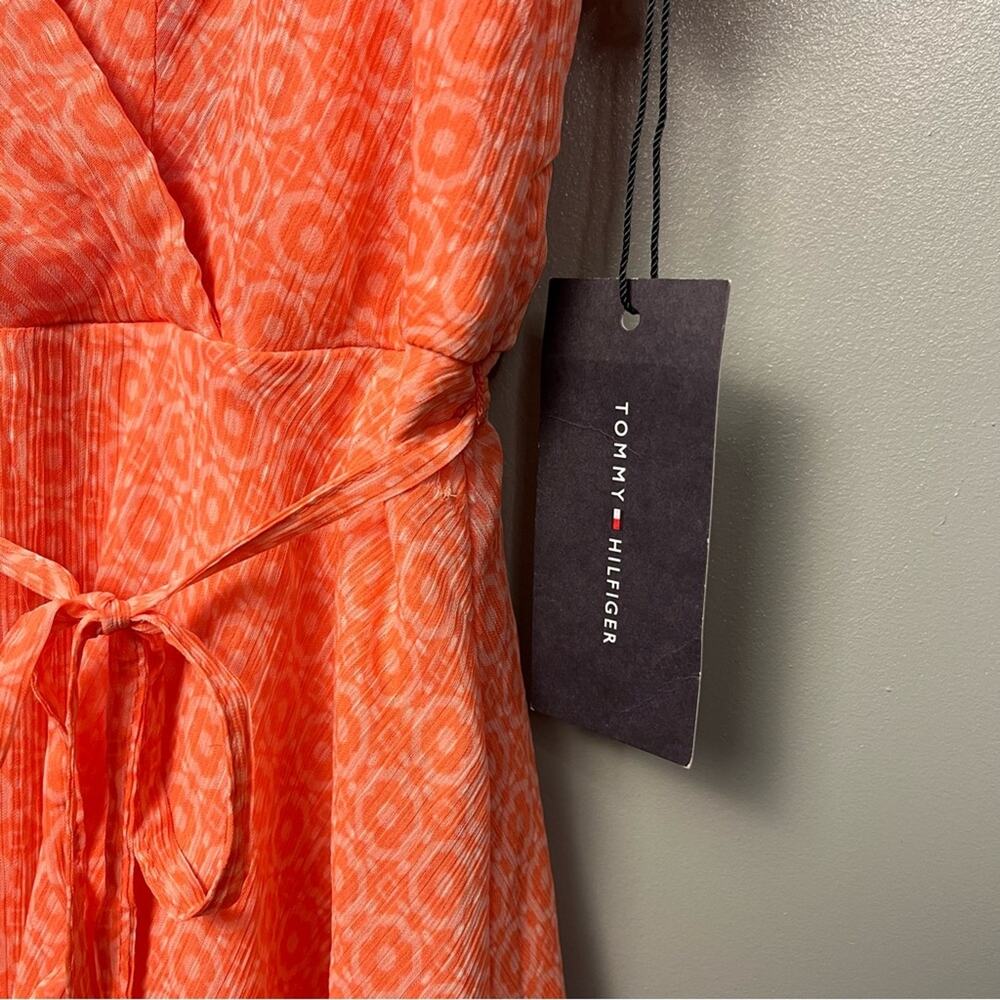 NWT Tommy Hilfiger Ruffle Sleeve Wrap Style Dress Coral Size 8 - Picture 5 of 14